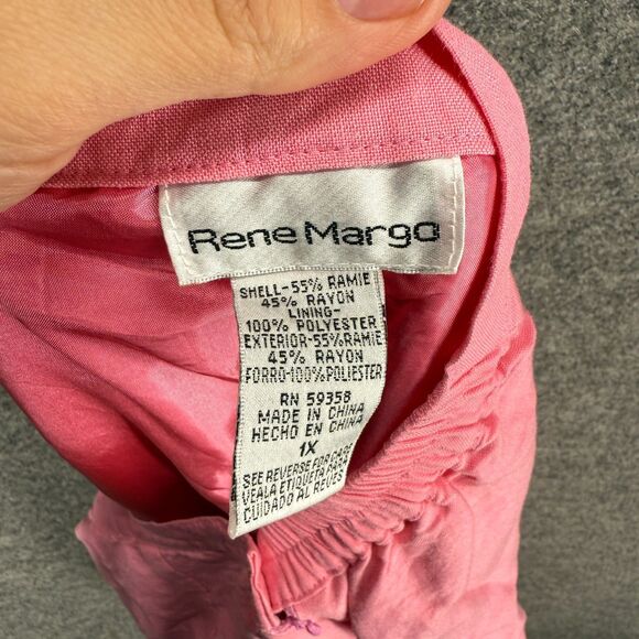 Rene Margo Cropped Pants Women 1X Plus Pink High Rise Zipper Flat Front Pockets - Picture 6 of 7
